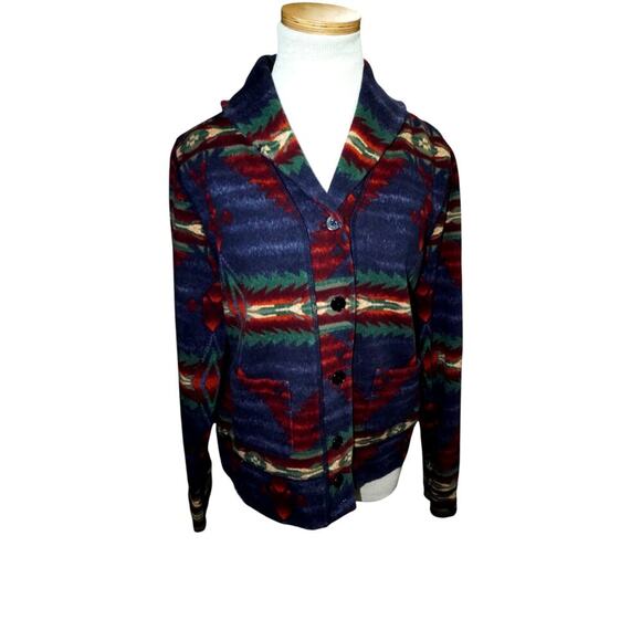 Ralph Lauren LRL Lauren Jeans Co Southwestern Aztec Cardigan Shawl Collar Size L - Picture 2 of 9